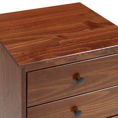 Nightstands, Set of 2, Solid Pine and MDF, 3 Drawers, Walnut