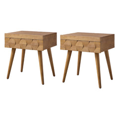 Nightstands, Set of 2, with Charging Station and Pull-Out Shelf in Seadrift