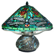 Novelty Lamp with Stained Glass Shade, Vintage Bronze Base
