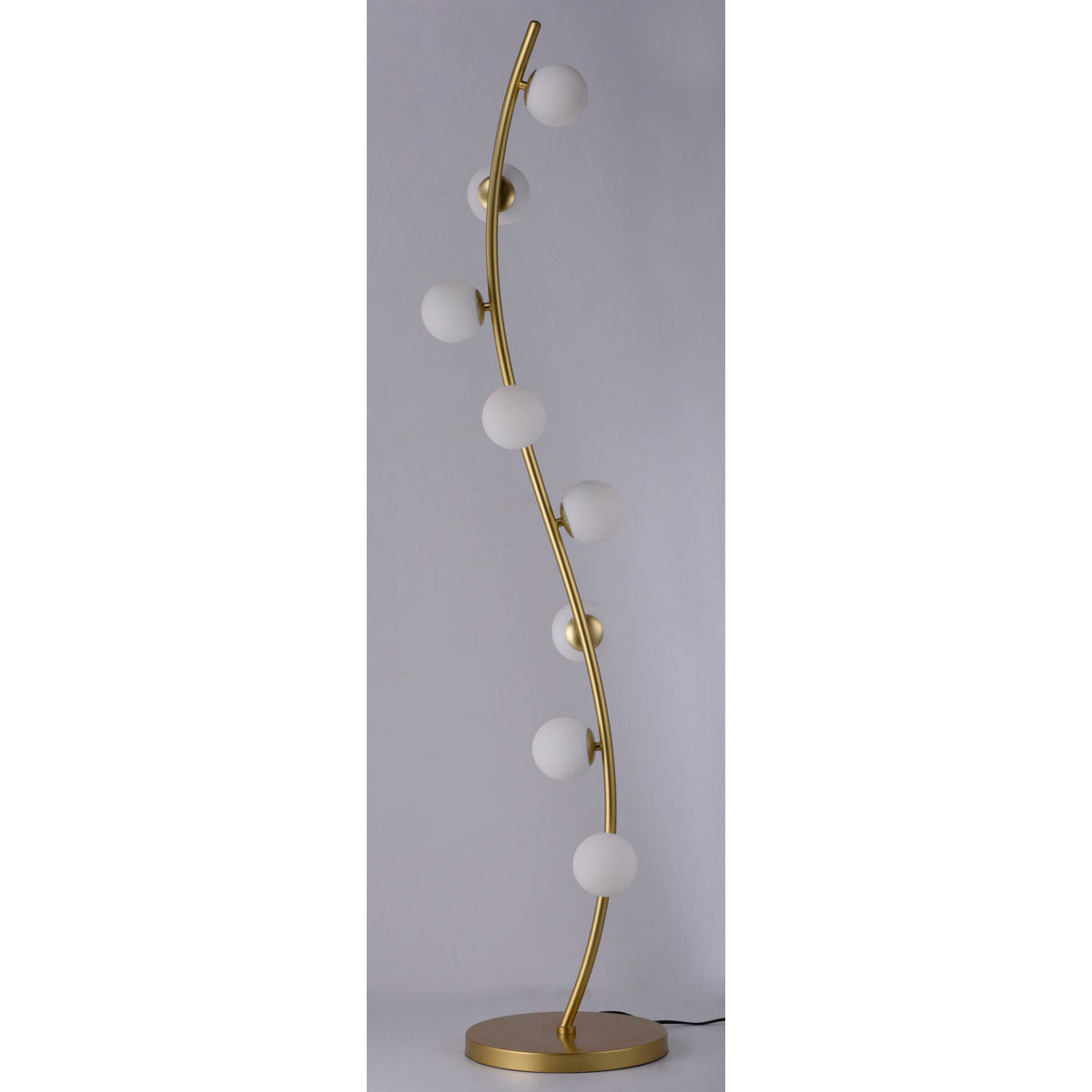 Novelty LED Floor Lamp with White Glass Globe Shade and Gold Metal Base