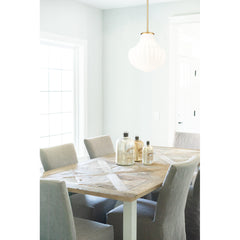 One-Light Pendant with Ribbed White Glass Shade in Gold Finish