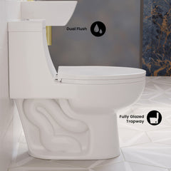 One-Piece Elongated Toilet, Avallon, Dual Flush with Soft Close Seat
