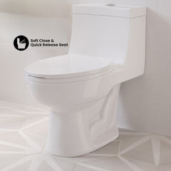 One-Piece Elongated Toilet, Avallon, Dual Flush with Soft Close Seat