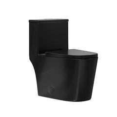 One-Piece Elongated Toilet, Dreux, Dual Flush in Glossy Black