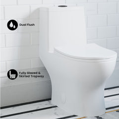 One-Piece Elongated Toilet, Ivy, Dual Flush with Black Hardware