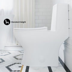 One-Piece Elongated Toilet, Ivy, Dual Flush with Black Hardware
