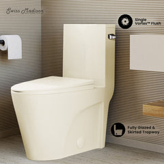 One-Piece Elongated Toilet, St. Tropez, 1.28 GPF in Glossy Bisque