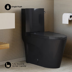 One-Piece Elongated Toilet, St. Tropez, 1.28 GPF in Glossy Black