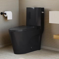 One-Piece Elongated Toilet, St. Tropez, 1.28 GPF in Glossy Black