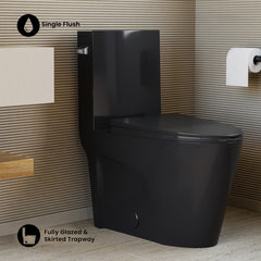 One-Piece Elongated Toilet, St. Tropez, 1.28 GPF in Glossy Black