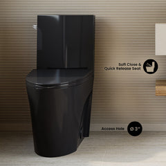 One-Piece Elongated Toilet, St. Tropez, 1.28 GPF in Glossy Black