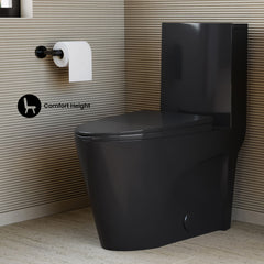 One-Piece Elongated Toilet, St. Tropez, 1.28 GPF in Glossy Black