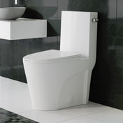 One-Piece Elongated Toilet, St. Tropez, 1.28 GPF Right-Hand Flush in Glossy White