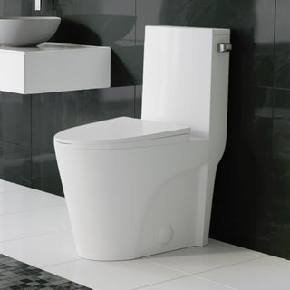 One-Piece Elongated Toilet, St. Tropez, 1.28 GPF Right-Hand Flush in Glossy White