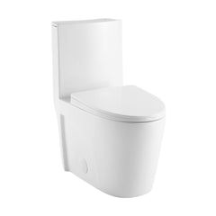 One-Piece Elongated Toilet, St. Tropez, 1.28 GPF Right-Hand Flush in Glossy White