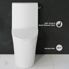 One-Piece Elongated Toilet, St. Tropez, 1.28 GPF Right-Hand Flush in Glossy White