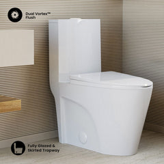 One-Piece Elongated Toilet, St. Tropez, Dual Flush in Glossy White