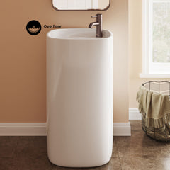 One Piece Pedestal Sink, Ivy, Single Faucet Hole in Ceramic