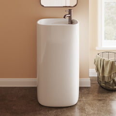 One Piece Pedestal Sink, Ivy, Single Faucet Hole in Ceramic