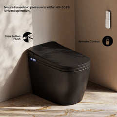 One Piece Smart Toilet, Avancer, 1.28 GPF with Heated Bidet in Matte Black