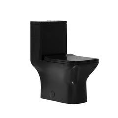One-Piece Square Toilet, Carre, Dual Flush in Glossy Black