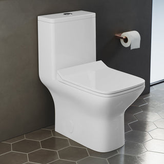 One-Piece Toilet, Carre, Square, Dual-Flush, Ceramic, Glossy White