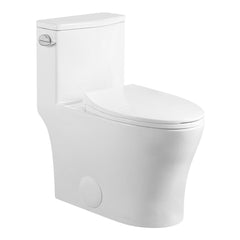 One-Piece Toilet, Elongated, 1.5 GPF, Ceramic, White