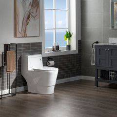 One Piece Toilet, Elongated, Dual Flush, 1.28 GPF, Soft-Close Seat, White