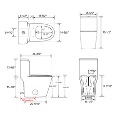One-Piece Toilet, Elongated, Dual Flush, Ceramic, White