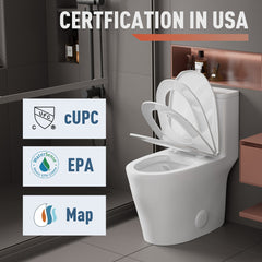 One-Piece Toilet, Elongated, Dual Flush, Ceramic, White
