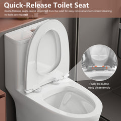 One-Piece Toilet, Elongated, Dual Flush, Ceramic, White