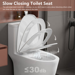 One-Piece Toilet, Elongated, Dual Flush, Ceramic, White
