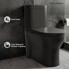 One-Piece Toilet, Monaco, Elongated Dual Flush in Matte Black