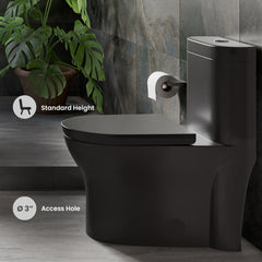One-Piece Toilet, Monaco, Elongated Dual Flush in Matte Black