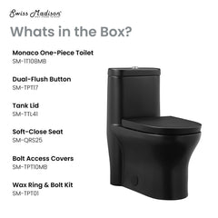 One-Piece Toilet, Monaco, Elongated Dual Flush in Matte Black