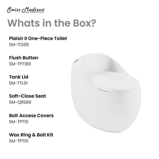 One-Piece Toilet, Plaisir II, Top Flush 1.28 GPF in White