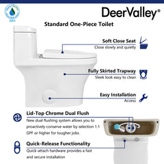 One-Piece Toilet, Prism, Elongated, Dual-Flush, White