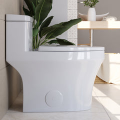 One-Piece Toilet, Prism, Elongated, Dual-Flush, White