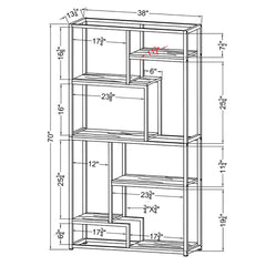 Open Bookcase, 70.25 In Tall with 6 Shelf Tiers