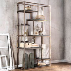 Open Bookcase, 70.25 In Tall with 6 Shelf Tiers