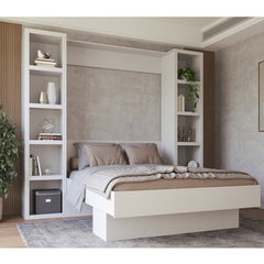 Open Shelf Unit, 5 Shelves in White Manufactured Wood