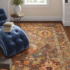 Oriental Area Rug, 5' x 7'6", Hand-Hooked Wool in Charcoal Multi