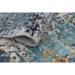 Oriental Area Rug, 7'10" x 10'1", Teal, Ivory and Gray