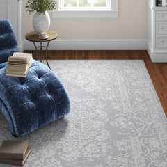 Oriental Area Rug, 8 ft x 10 ft in Gray