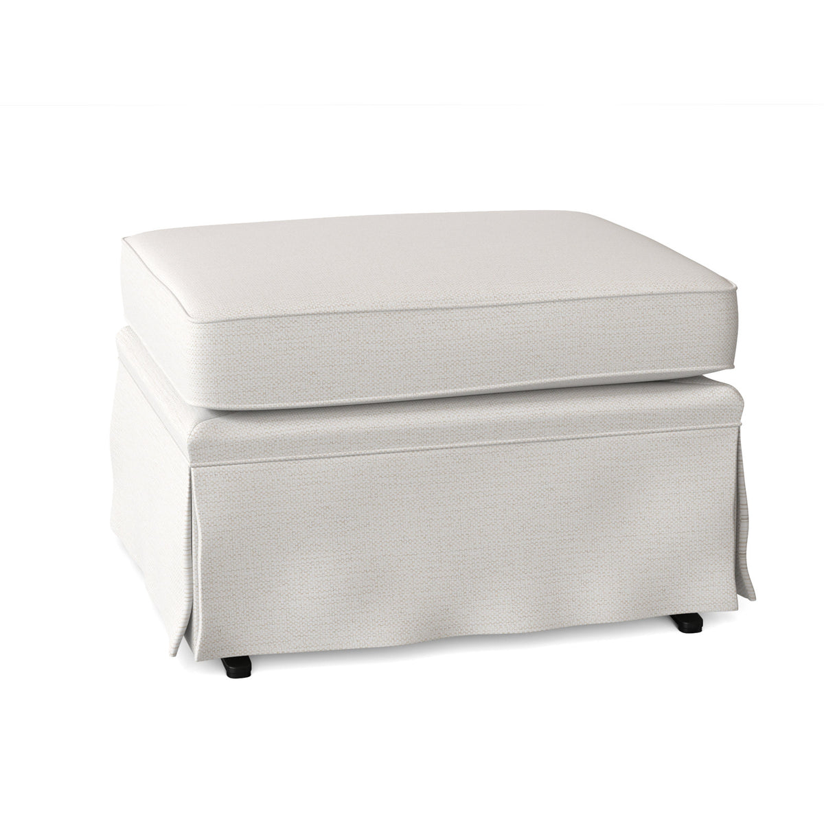 Ottoman, 24 in W x 19 in D, Snow Ivory with Black Legs