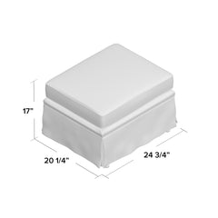 Ottoman, 24 in W x 19 in D, Snow Ivory with Black Legs