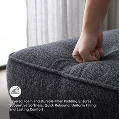 Ottoman, 34 in W, Gray Polyester Upholstery