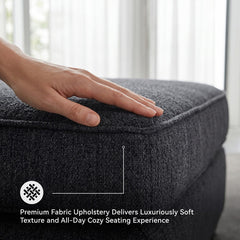 Ottoman, 34 in W, Gray Polyester Upholstery