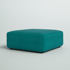 Ottoman, 37-Inch Square, Teal Plainweave Polyester
