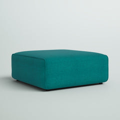 Ottoman, 37-Inch Square, Teal Plainweave Polyester